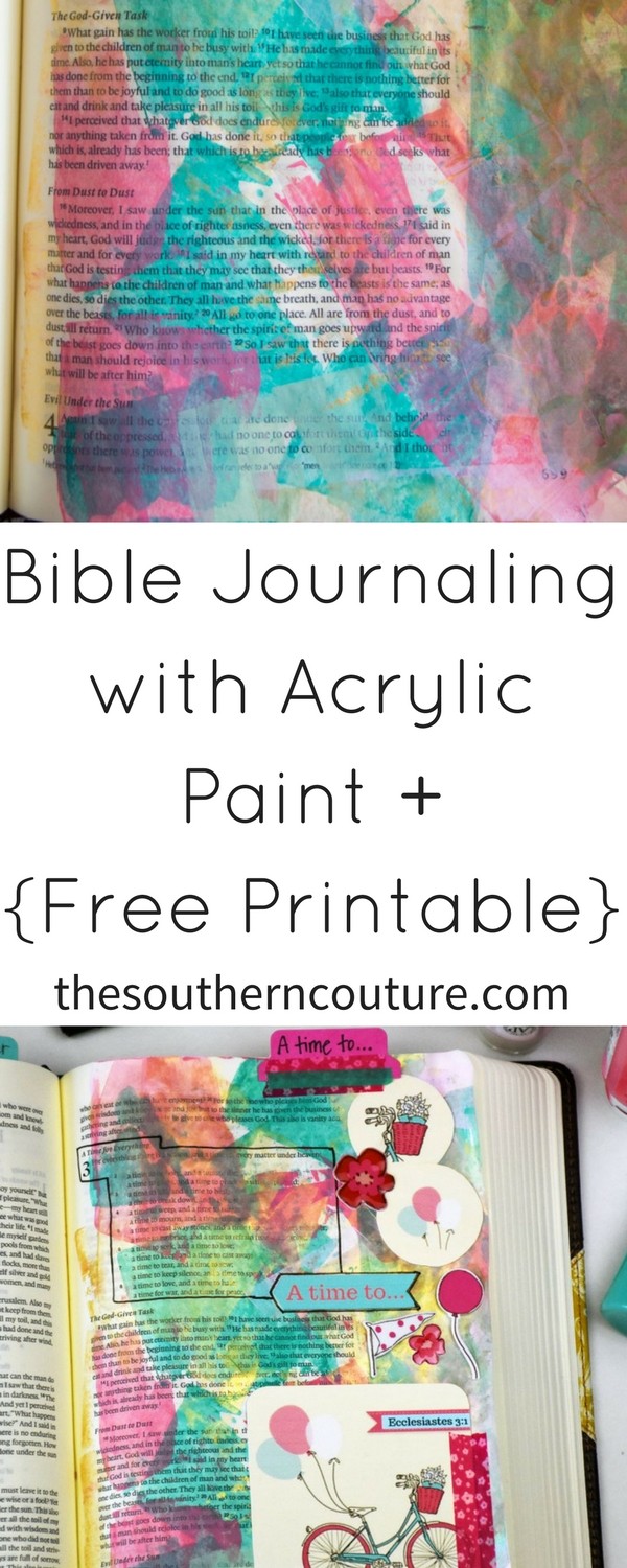 Brighten up the pages of your Bible with this colorful and gorgeous entry for Bible journaling with acrylic paint. The pages will look elaborate but yet so simple to make yourself. 