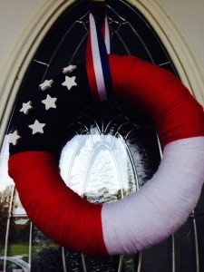 Patriotic Flag Yarn Wreath 17