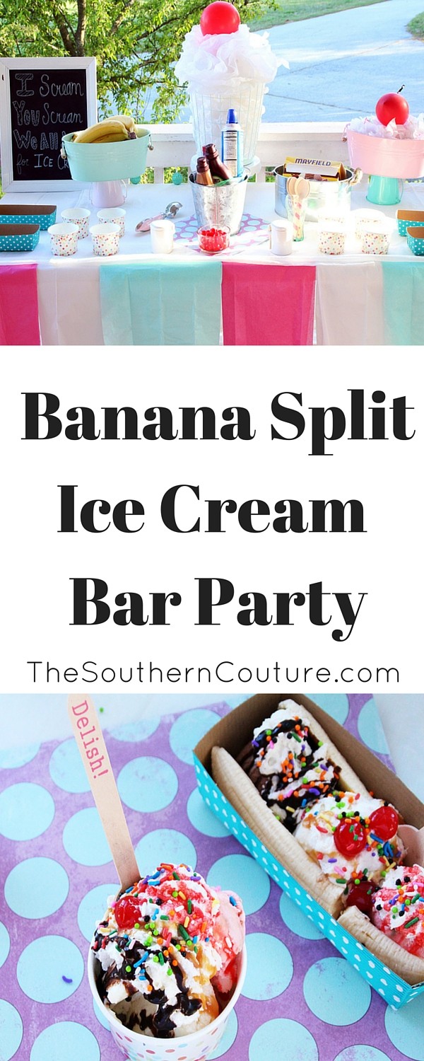 Cool off this summer or any time of year with this ADORABLE and EASY to set up Banana Split Ice Cream Bar Party. The decorations are easy to make and also budget-friendly. Plus there is always a good excuse to eat ICE CREAM!