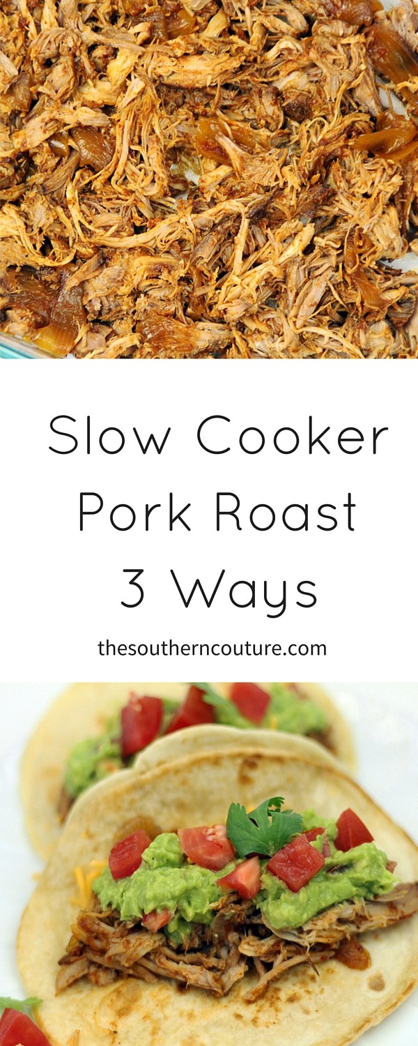 NO MORE stress about dinner with this recipe for a slow cooker pork roast 3 ways. Dinner and leftovers have never been this good. PLUS you will LOVE that it only takes about 10 minutes to prepare initially. Get the recipe NOW. 