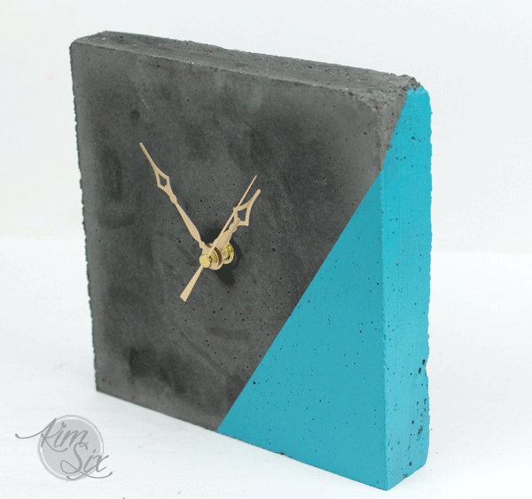Concrete Clock with Color Blocking 