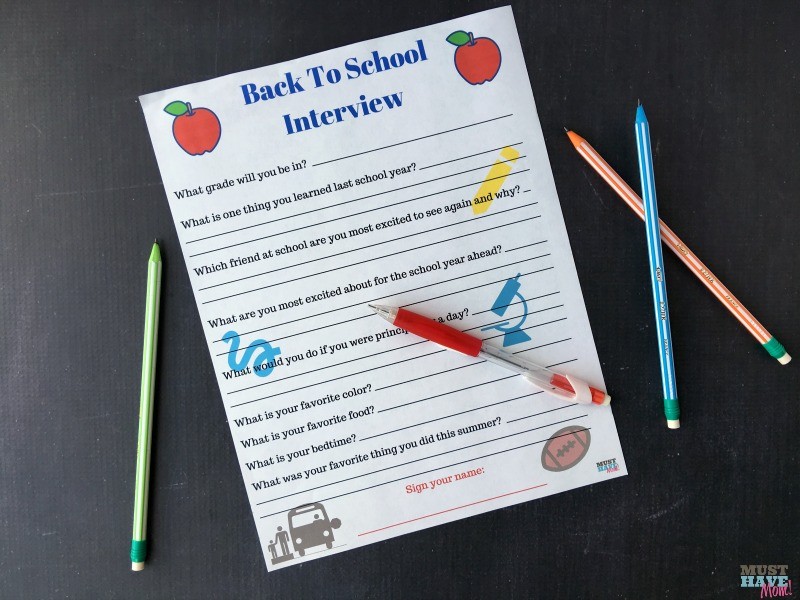Back to School Interview Printable 