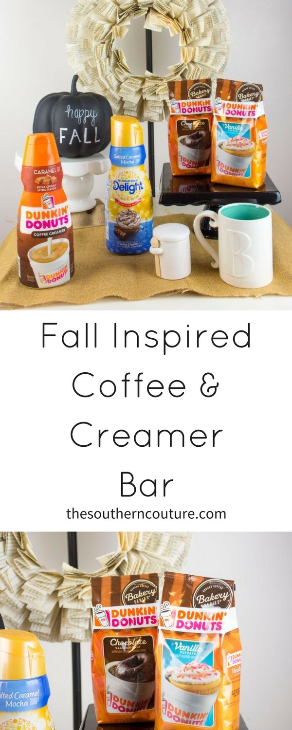 Set-up this Fall themed coffee and creamer station with a few items and you have the perfet place for you and your guests to enjoy when coming over. Who can resist a warm cup of coffee this time of year?