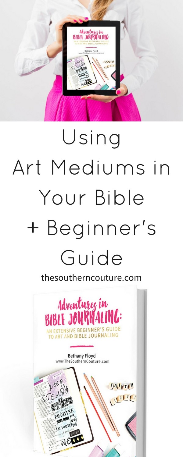 Find out ways to use different art mediums in your own journaling Bible or journal along with a beginner's guide to get you started. You will be creating artowrk in your Bible in no time with "Adventures in Bible Journaling."