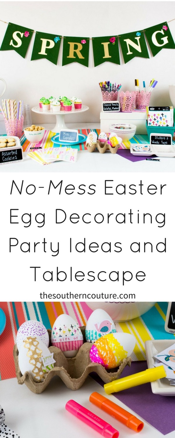 Celebrate Easter and make new traditions with these NO-MESS Easter egg decorating party tablescape ideas to take the stress out of the fun. Come see how to put yours together NOW!