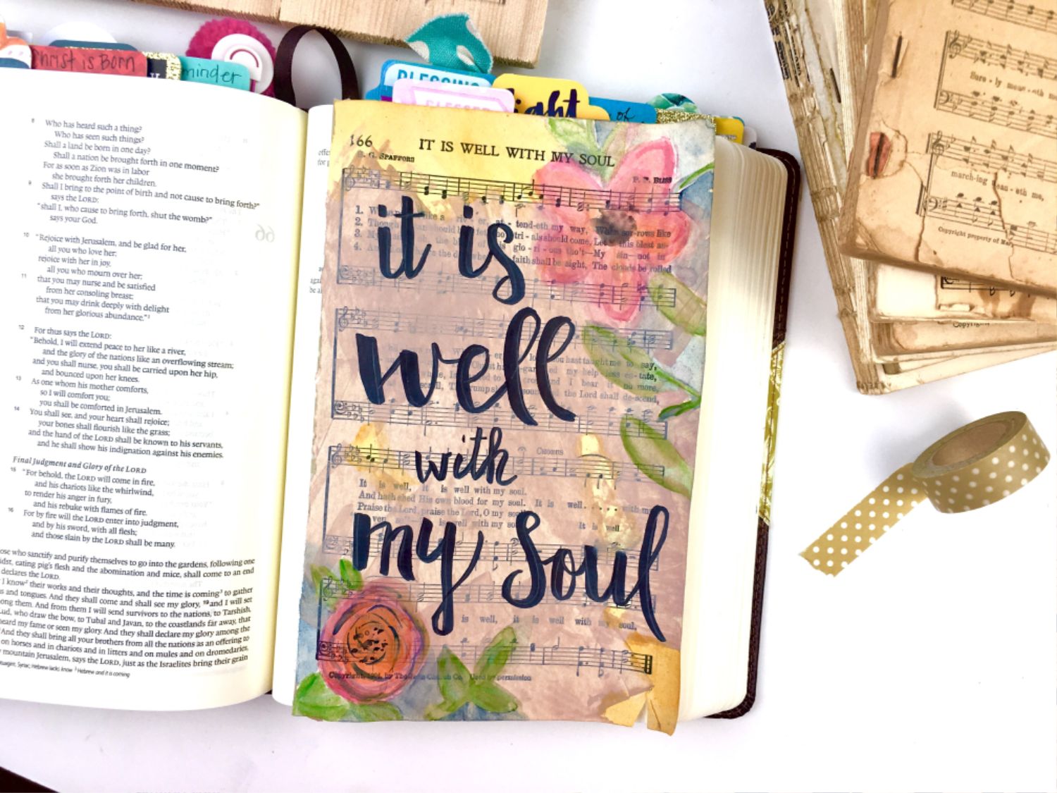 Bible Journaling Ideas Using Hymnal Book Pages 