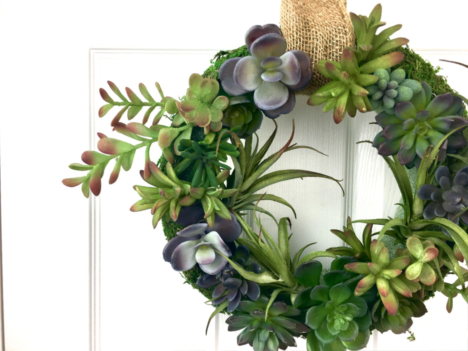 How to Make the Easiest Faux Succulent and Moss Wreath