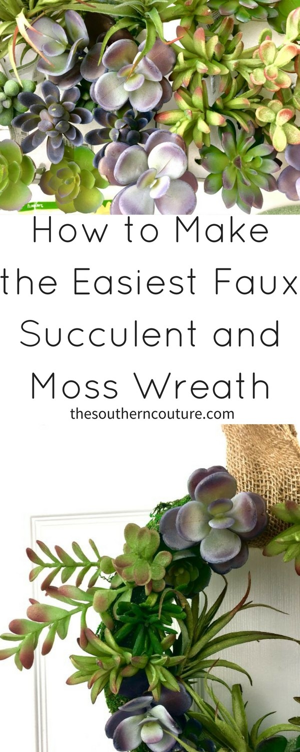 Learn how to make the easiest faux succulent and moss wreath with one tool that makes everything come together in less than 30 minutes.