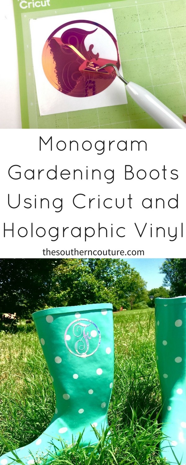 You may be asking, “What tools and accessories do I need to use a Cricut and how much do they cost?”. Find all the answers you need to get started creating. Plus check out these monogram gardening boots using the holographic vinyl from Cricut. Your gardening will never be the same. 