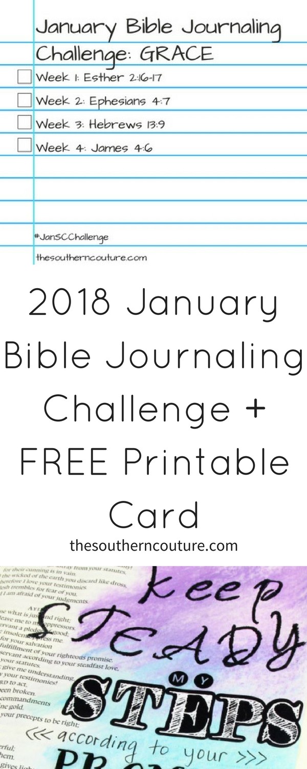 Let's kick of the year with this 2018 January Bible journaling challenge with FREE printable card. Print the card for the front cover of your Bible and then spend time studying in the Word. Come print your FREE card now!