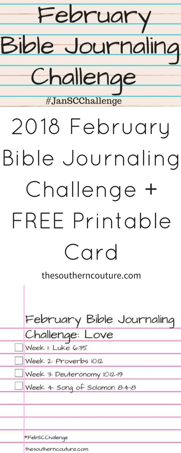 Continue on this journey with me with this 2018 February Bible journaling challenge with FREE printable card. Print the card for the front cover of your Bible and then spend time studying in the Word.