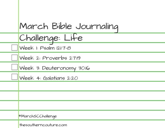 2018 March Bible Journaling Challenge with FREE PRINTABLE CARD 