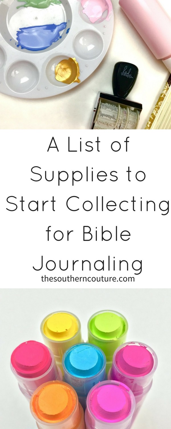 Once you have a few basic supplies and concepts, start a list of supplies to start collecting for Bible journaling. You can then start practicing more skills with additional art mediums.