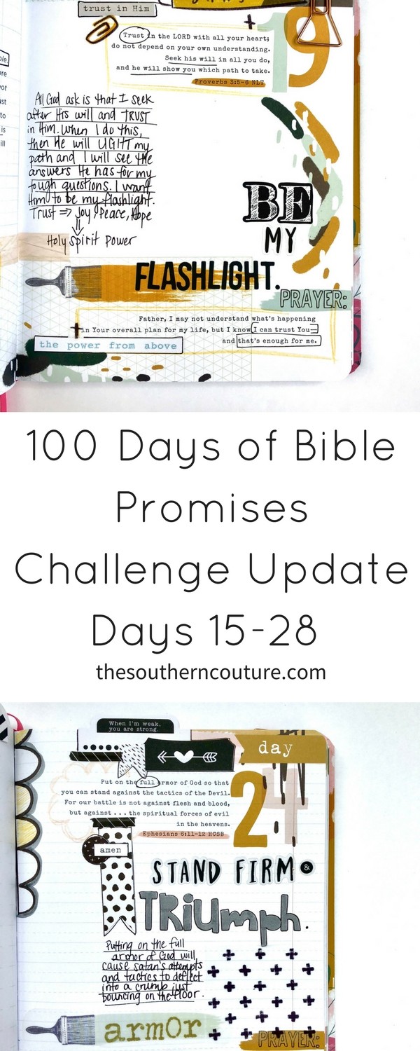 Today check out my 100 Days of Bible Promises Challenge Update Days 15-28 where I'm sharing a recap of my entries for the second two weeks with a video flip-through in my devotional journal.
