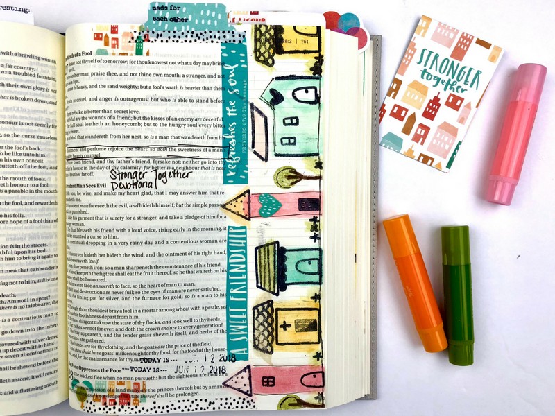 Stamping Tutorial with Gelatos and Stronger Together Devotional Kit