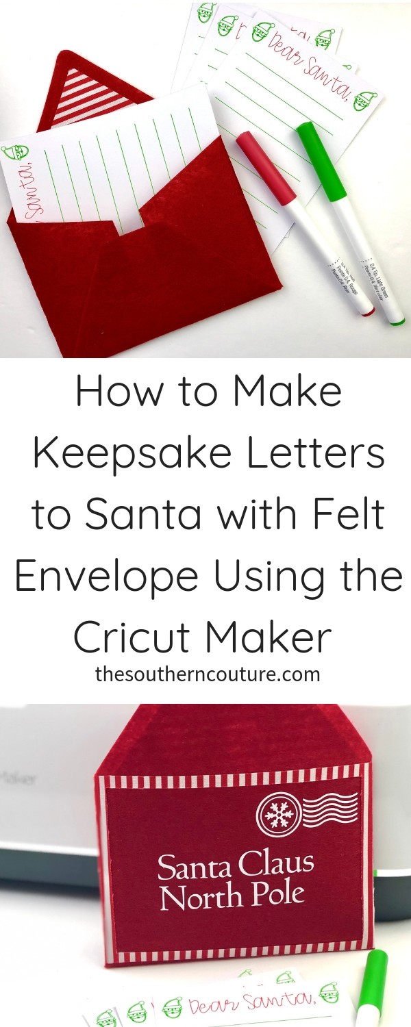 Learn how to make keepsake letters to Santa with felt envelope using the Cricut Maker. You can cut the felt using the rotary blade and even draw your own custom stationery.