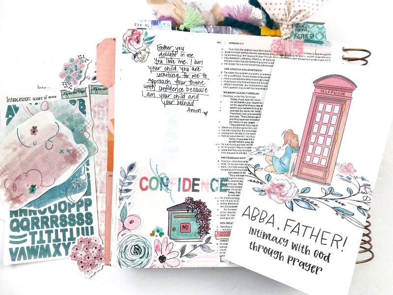 Simple Bible Journaling Entry using ByTheWell4God Abba Father Devotional Kit
