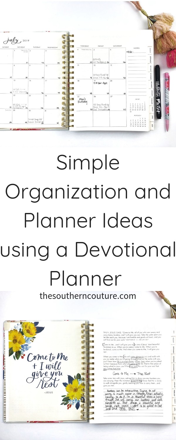 Try some simple organization and planner ideas using a devotional planner to keep daily life manageable and stress to a minimum. 