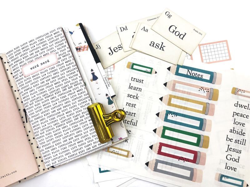 Organizing Supplies and Printables for Illustrated Faith Word Nerd Kit 