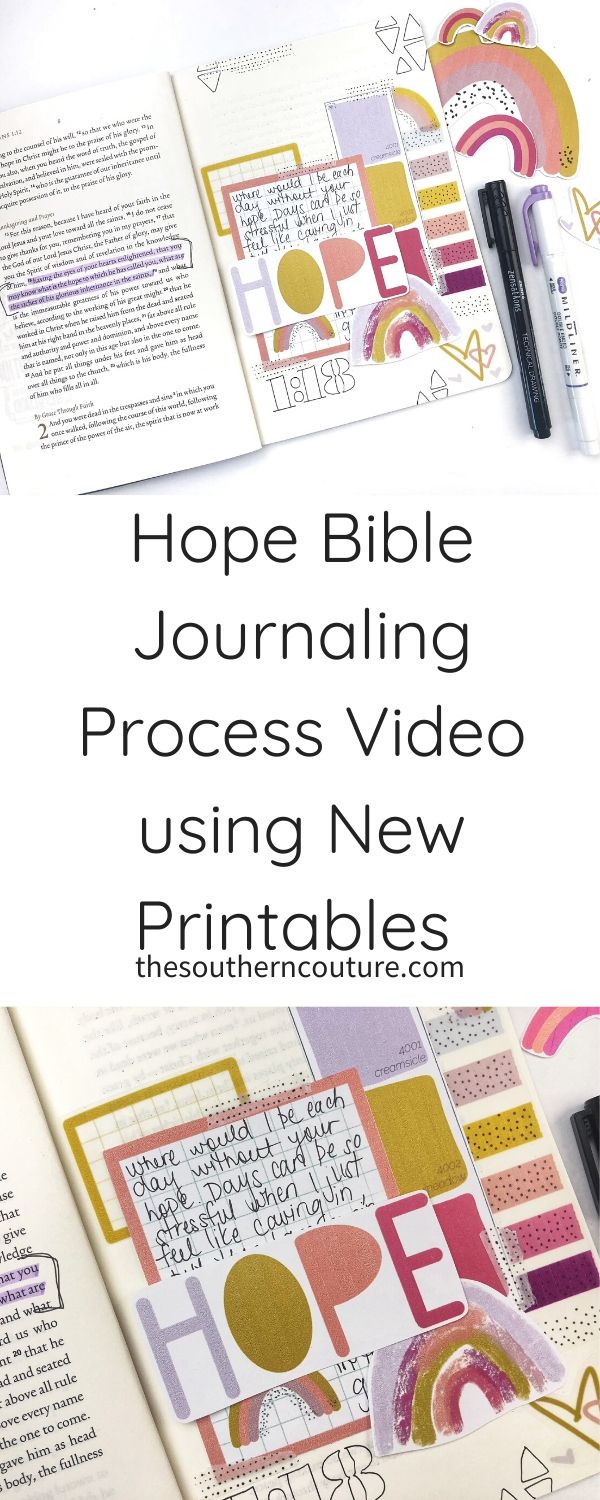 This Hope Bible journaling process video using new printables is exactly what I have been needing lately and hopefully will inspire you as well. 