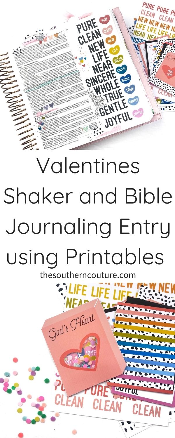 Today I am making an adorable Valentines shaker and Bible journaling entry using printables to remind us all of God's heart for us. 