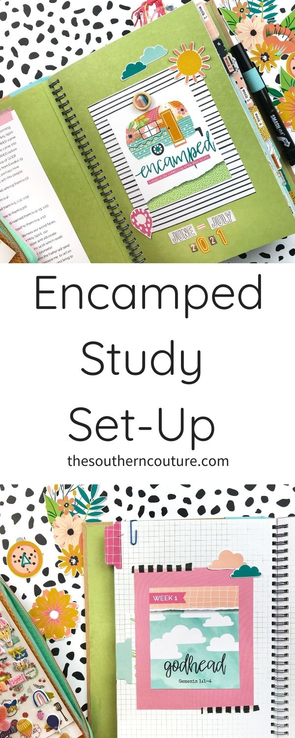 Today I am sharing my Encamped study set-up using a notebook I had in my stash along with lots of patterned paper. 